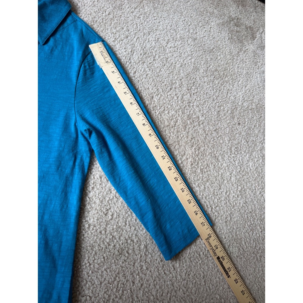 Soft Surroundings Tunic Danielle 3/4 Sleeve NWOT Button Front Teal Blue Large - Picture 7 of 10